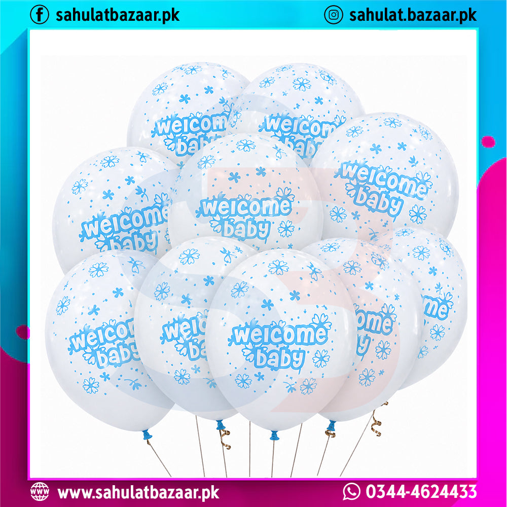 Welcome Baby Printed Latex Balloons Pack of 50 – Baby Shower & Newborn Celebration Decoration