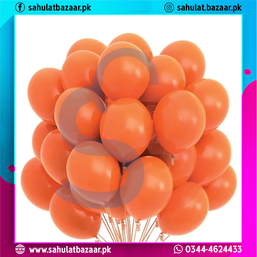 Bunch of orange balloons with a colorful border and contact information at the bottom.