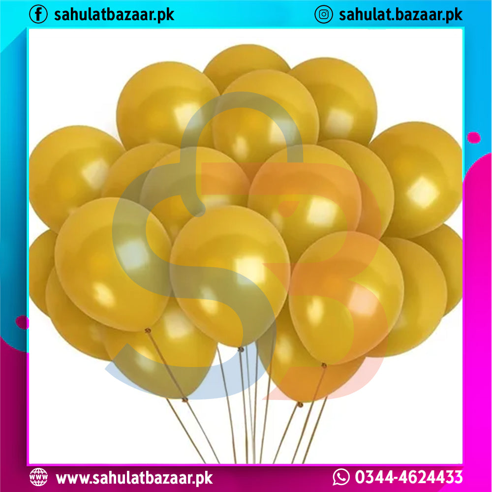 Bunch of gold balloons with colorful border and text overlay