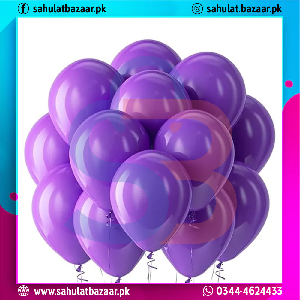 Purple balloons with a colorful border and contact information at the bottom.