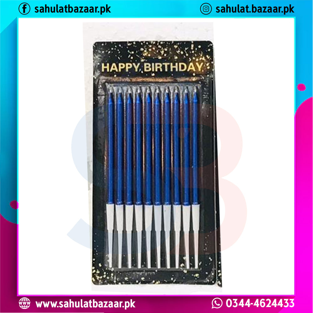 Pack of blue pens with 'Happy Birthday' text on a colorful border