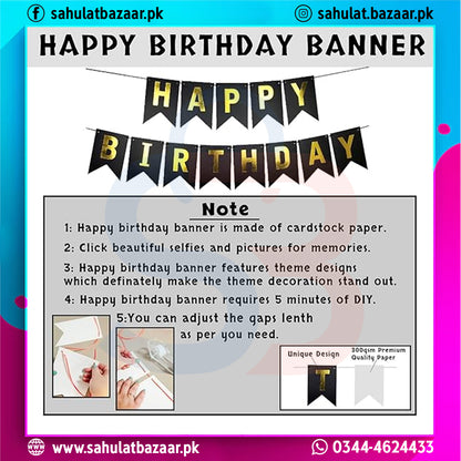 Happy Birthday banner with text and instructions on a colorful background