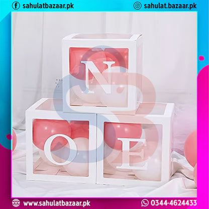 Balloon Box for 1st Birthday Decoration – Transparent ONE Boxes Set of 3 | Baby Girl & Boy Birthday Decor | Fillable Balloon Display Boxes