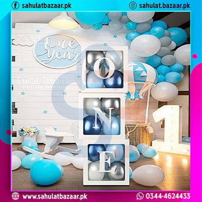 Balloon Box for 1st Birthday Decoration – Transparent ONE Boxes Set of 3 | Baby Girl & Boy Birthday Decor | Fillable Balloon Display Boxes