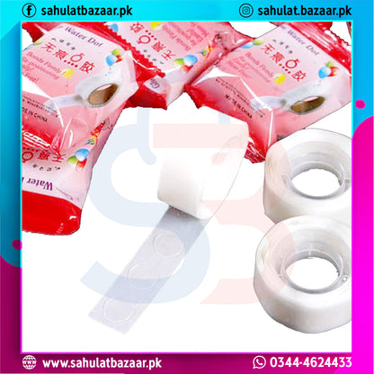 White plastic rings with packaging labeled 'Water Dot' on a colorful background.