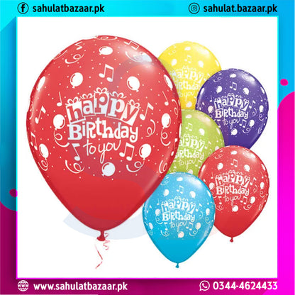 Colorful birthday balloons with 'Happy Birthday to you' text on a white background.