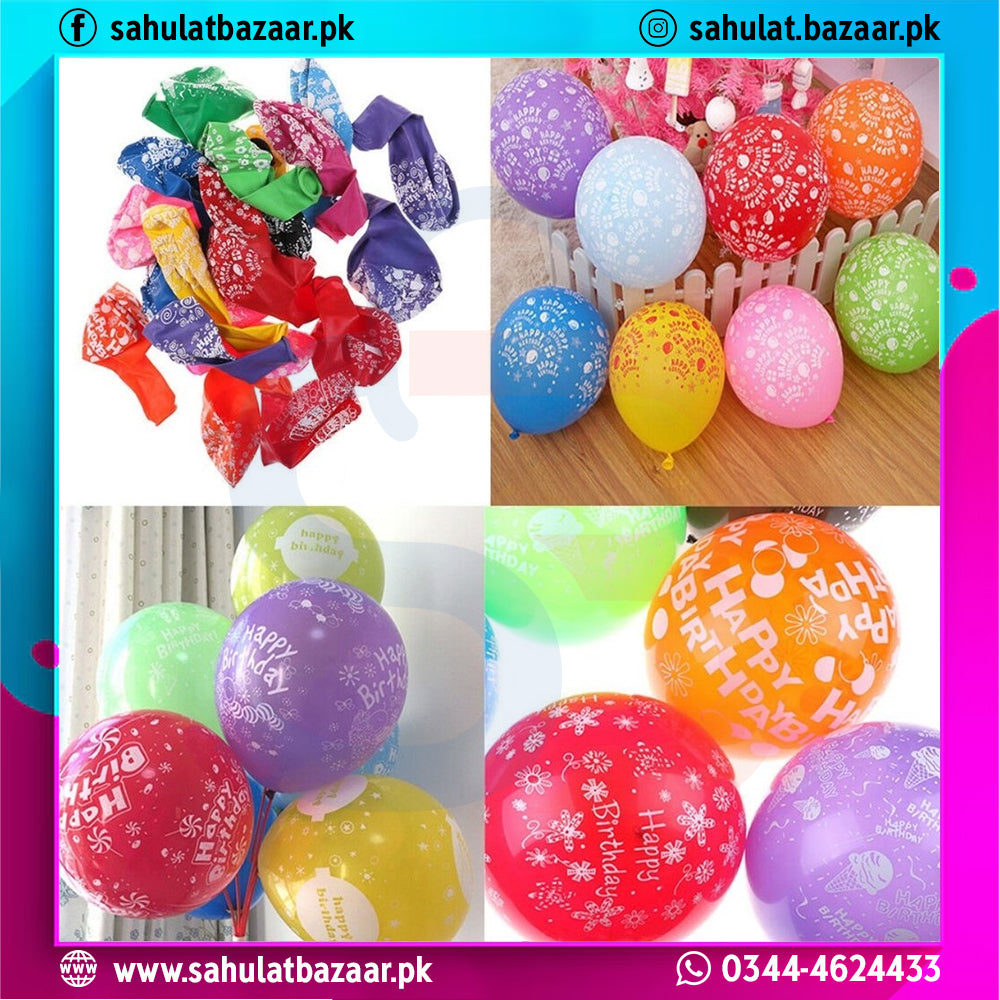 Collage of colorful balloons with 'Happy Birthday' text on a white background.