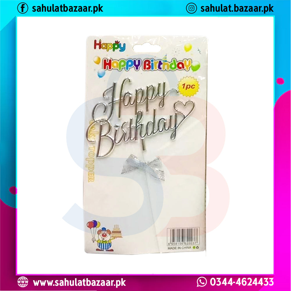 Happy Birthday decorative item in packaging with colorful text on a white background