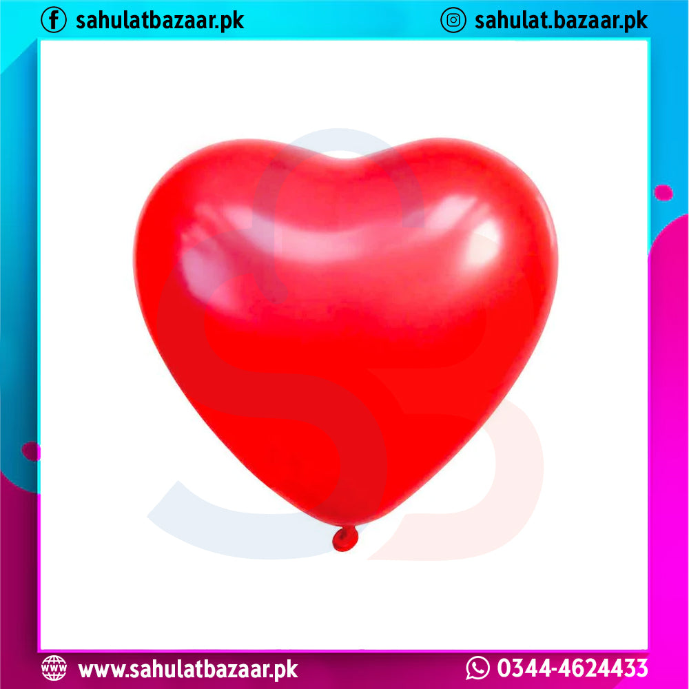 Red heart-shaped balloon on a white background with colorful border