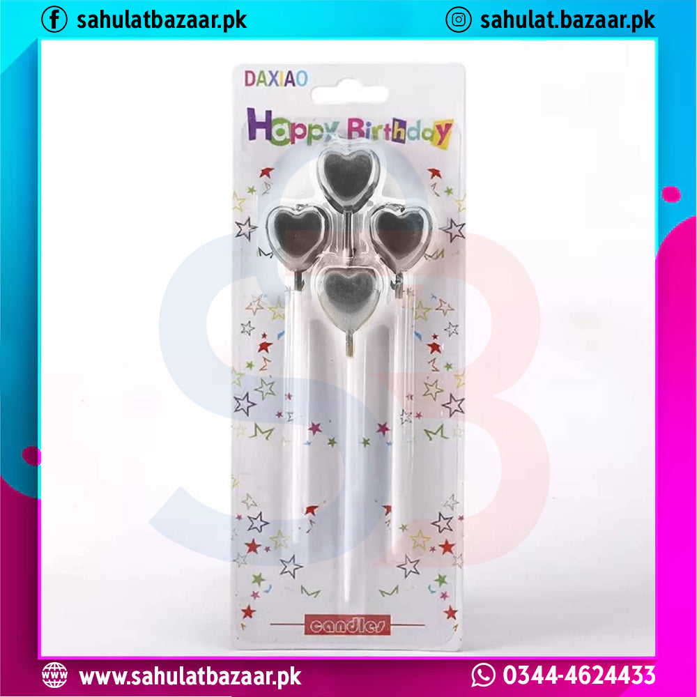 Heart-shaped balloons in packaging with 'Happy Birthday' text on a colorful border.