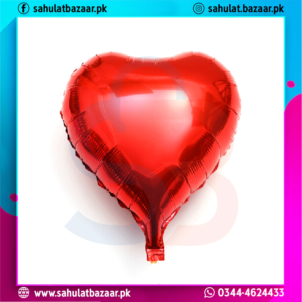 Red heart-shaped balloon on a white background with colorful border