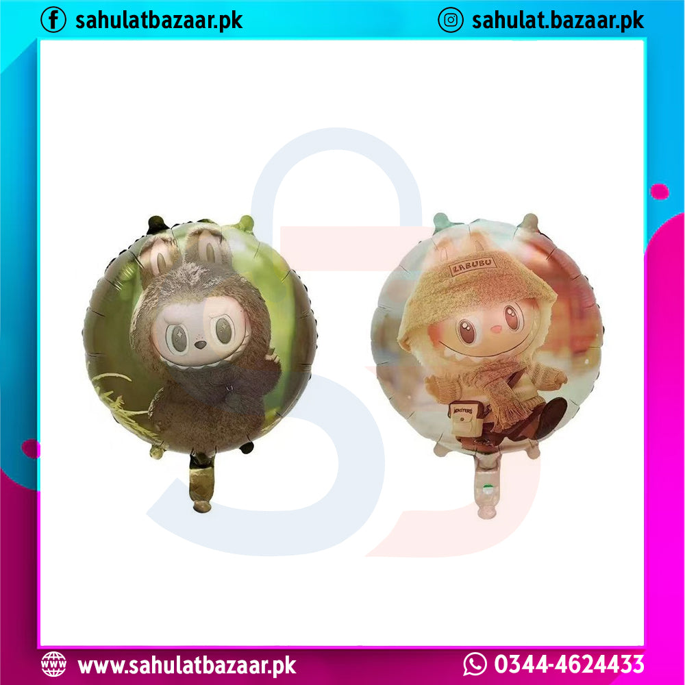 Two cartoon character balloons on a colorful border with 'sahulatbazaar.pk' branding.