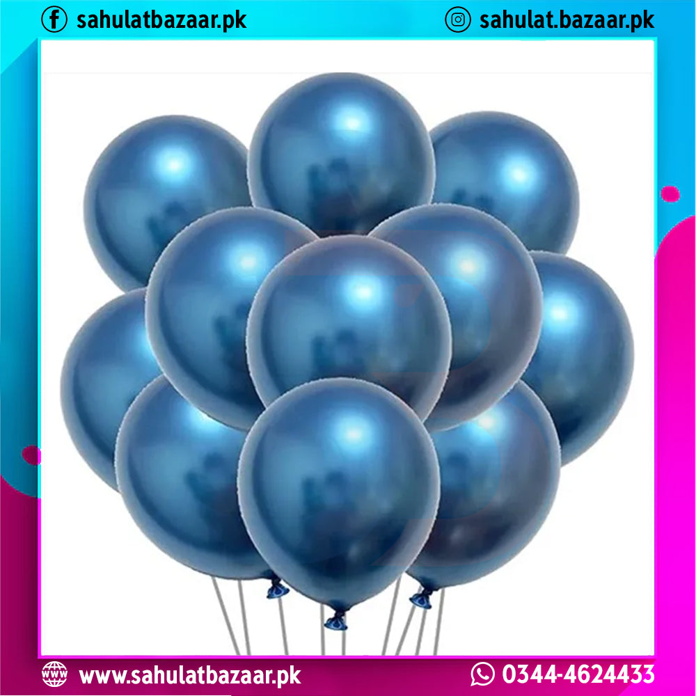 Bunch of blue balloons with a colorful border and contact information at the bottom.