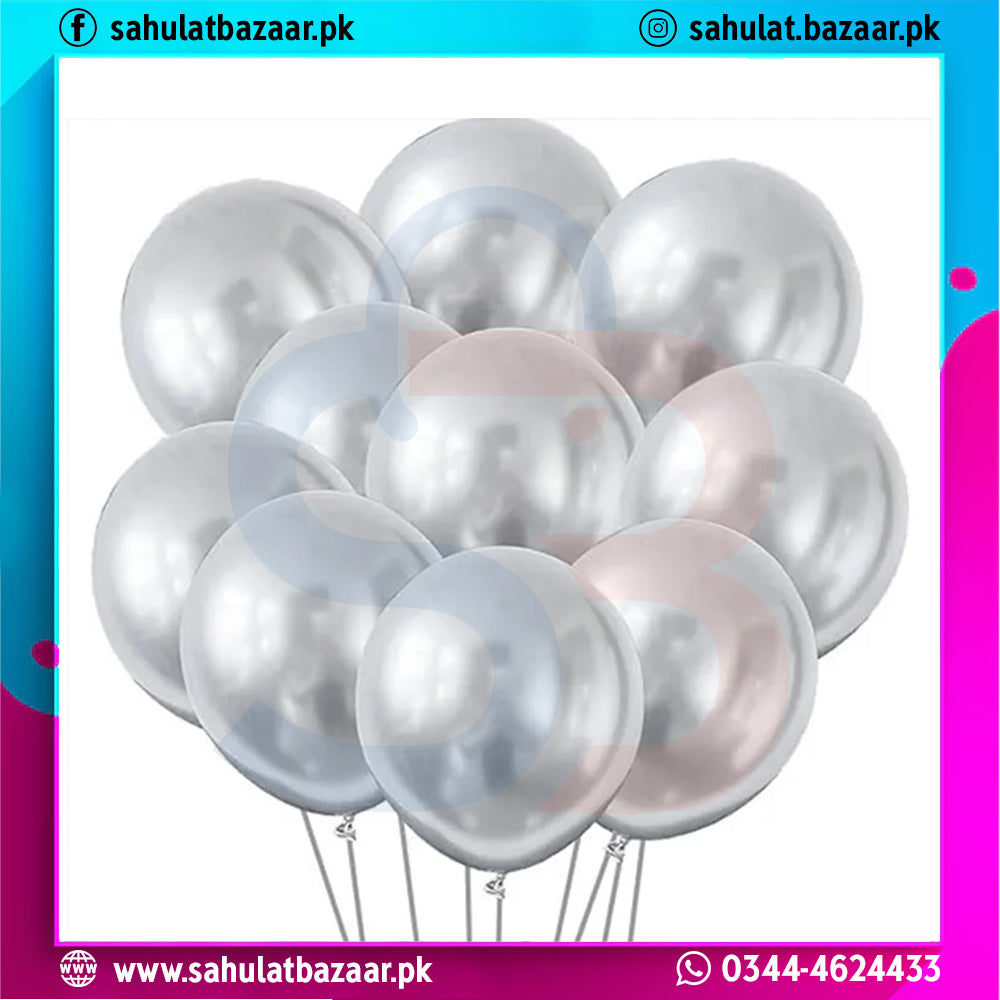 Bunch of silver and pink balloons with brand logo and contact information at the top corners.