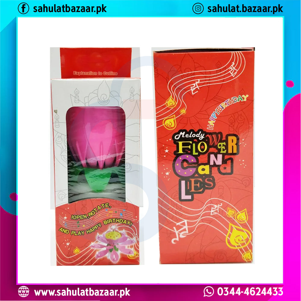 Packaged flower candles with colorful design on a white background