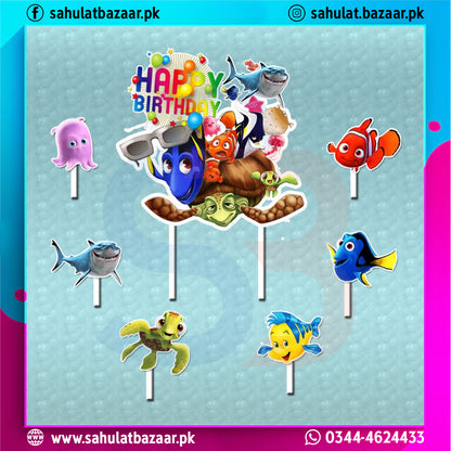 Nemo Fish Theme Birthday Cake Candles Set of 5 – Cartoon Cake Topper Candles for Kids Party Decoration