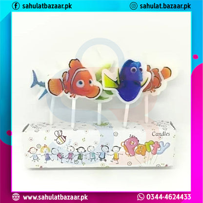 Nemo Fish Theme Birthday Cake Candles Set of 5 – Cartoon Cake Topper Candles for Kids Party Decoration