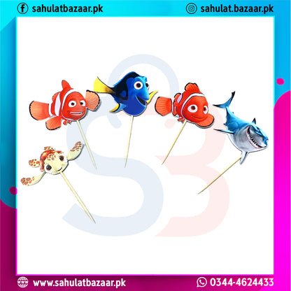 Nemo Fish Theme Birthday Cake Candles Set of 5 – Cartoon Cake Topper Candles for Kids Party Decoration
