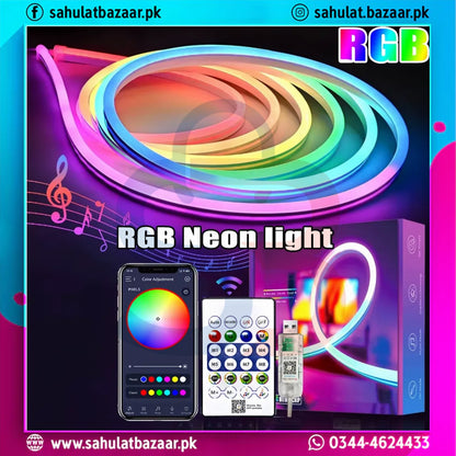 5V IC RGB Neon Strip Light 15ft (5M) USB Waterproof Flexible LED Strip with Bluetooth App & Remote Control