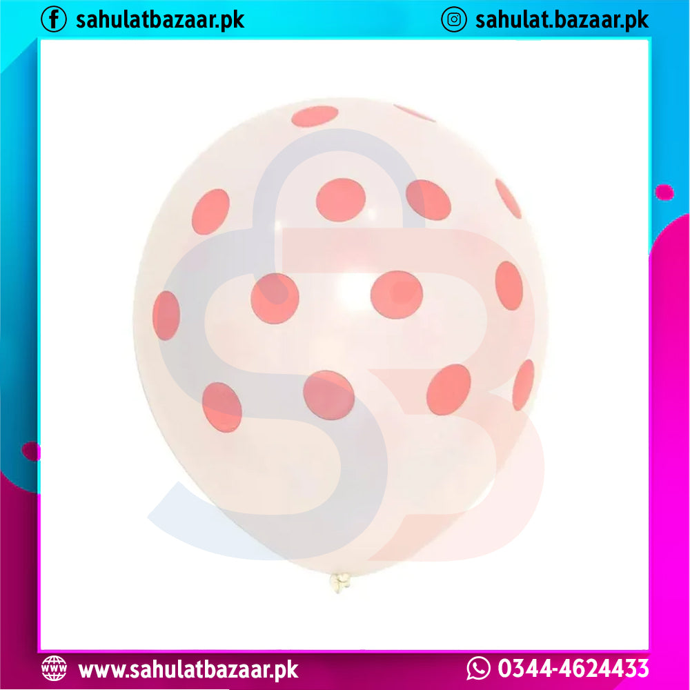 Balloon with pink polka dots on a white background