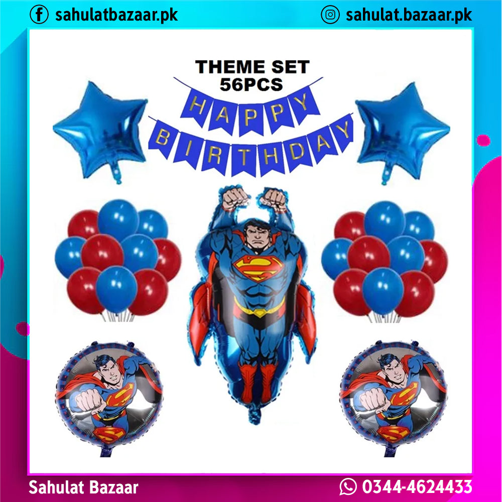 Superman Birthday Theme Decoration Kit – 56 Pieces
