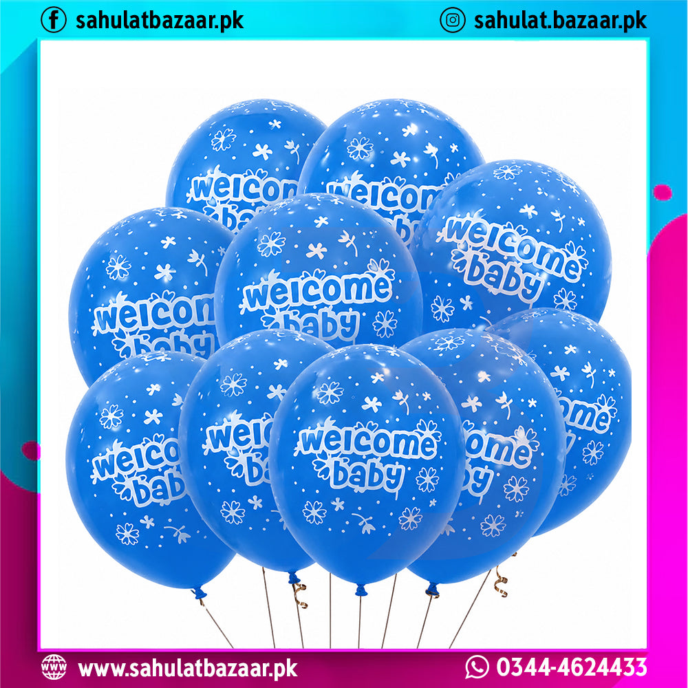 Welcome Baby Printed Latex Balloons Pack of 50 – Baby Shower & Newborn Celebration Decoration
