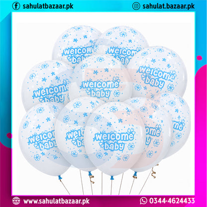 Welcome Baby Printed Latex Balloons Pack of 50 – Baby Shower & Newborn Celebration Decoration