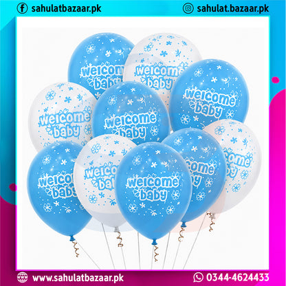 Welcome Baby Printed Latex Balloons Pack of 50 – Baby Shower & Newborn Celebration Decoration