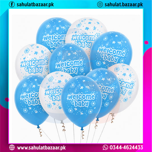 Welcome Baby Printed Latex Balloons Pack of 50 – Baby Shower & Newborn Celebration Decoration