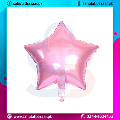 Pink star-shaped balloon on a white background with colorful border